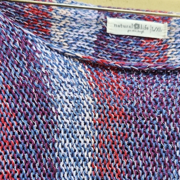 NATURAL LIFE Purple and Gray Striped Fringe Sweater - Picture 8 of 11